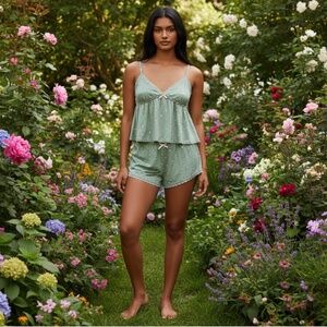 NWT Baby Doll 2 pc Pajama Sleep Lingere Set Romantic Roses Women's XS S M L XL